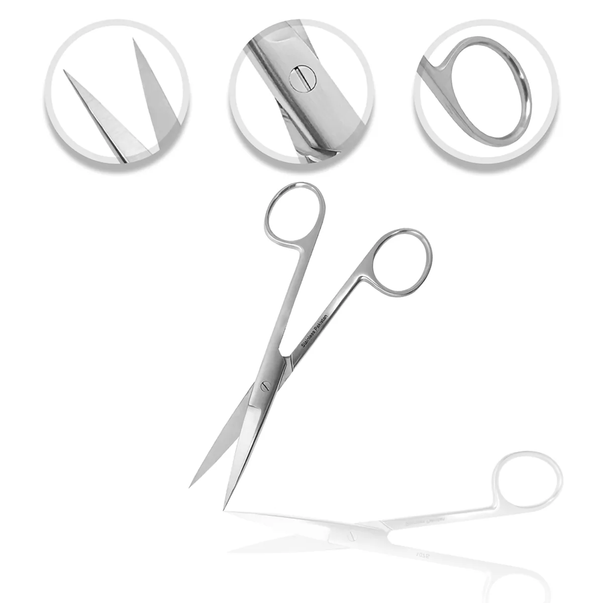 Stainless Steel Dissecting Scissors Sharp Point, 4.5 in.